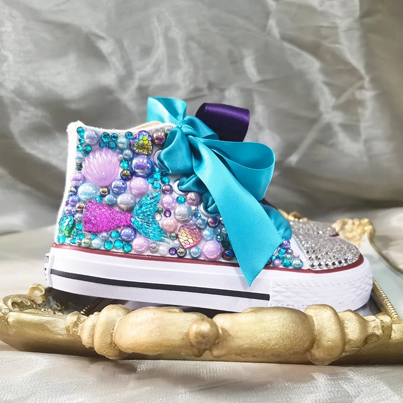 Scarpe da ginnastica Dollbling con strass scintillanti e cristalli, rosse, in tela, per Natale, matrimonio, damigella d'onore, prima comunione