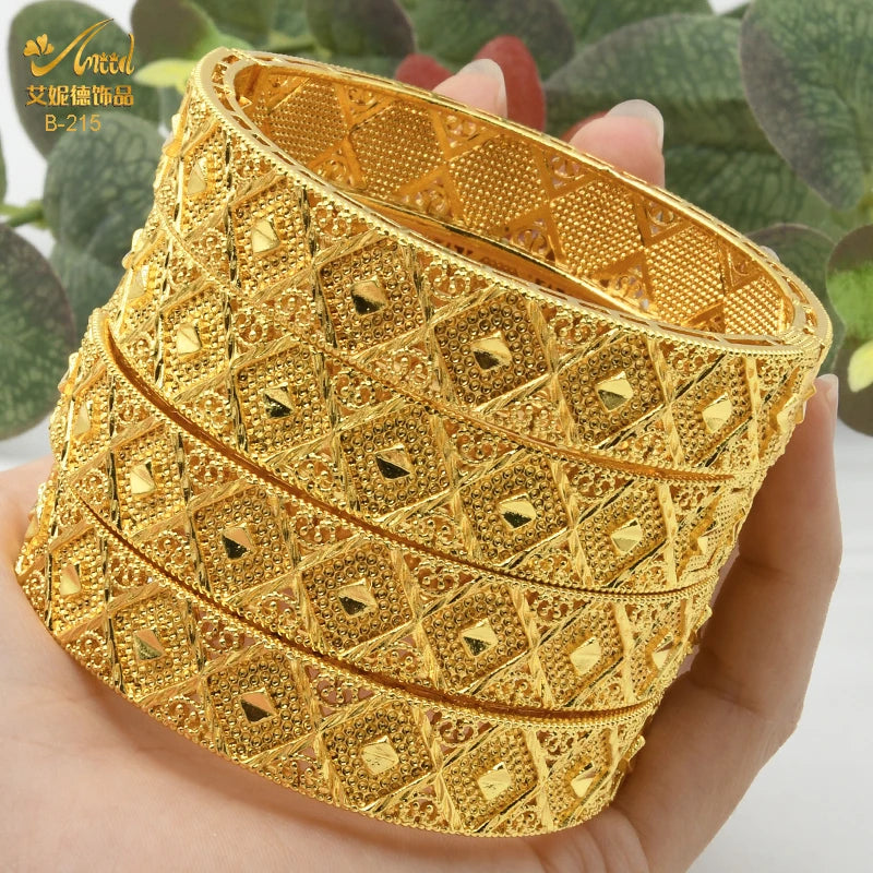 Braccialetti donna africana Dubai Color oro 24k bracciale gioielli indiani per le donne braccialetti arabi con ciondoli da sposa marchio di lusso