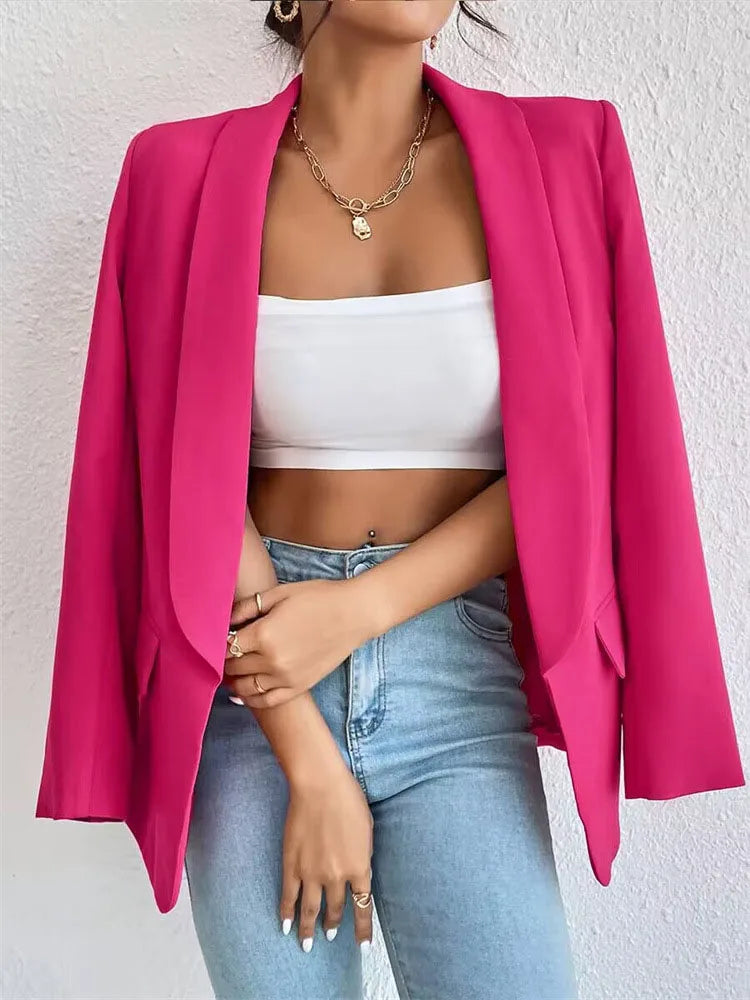 Coreano popolare rosa nuove capispalla donna 2024 moda femminile giacca primaverile casual manica lunga blazer nero cappotti