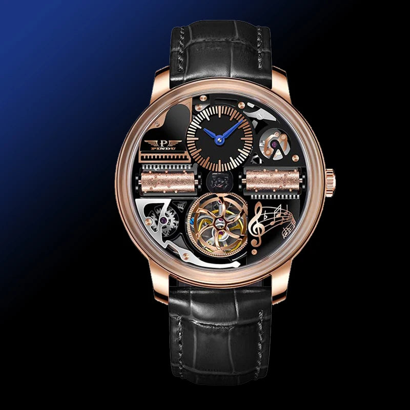 PINDU Design Nuovo Orologio Meccanico di Lusso da Uomo in Acciaio Inossidabile con Vetro Zaffiro Movimento M2791B Impermeabile 50M Automatico