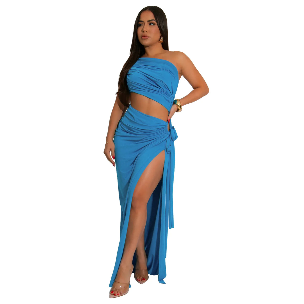CM.YAYA Donne Senza Maniche Scava Fuori Senza Spalline Aderente Midi Lungo Maxi Vestito 2025 Estate Backless Abiti Da Festa Sexy Abiti