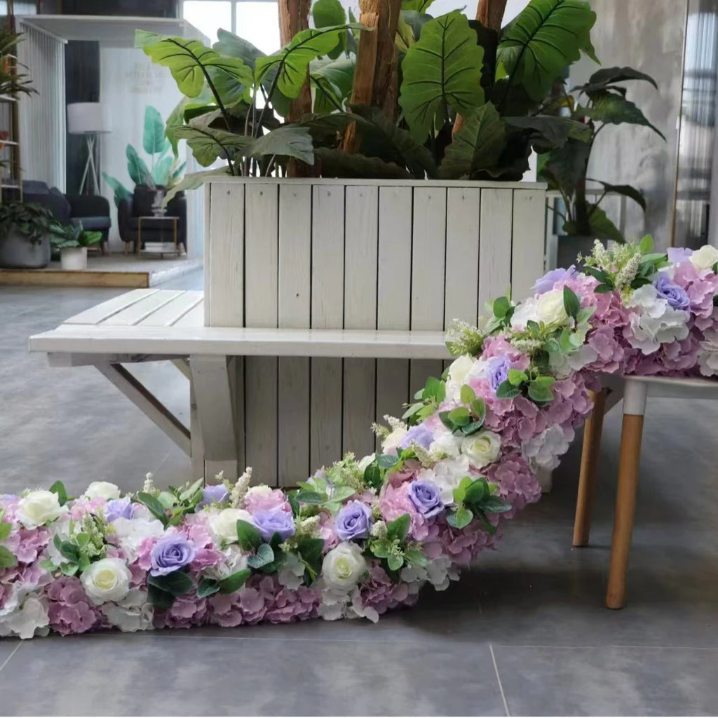 Custom Artificial Flowers Strips Arrangement Event Backdrop Arch Decor Wall Hanging Floral Row Table Sofa Runner Wedding Props