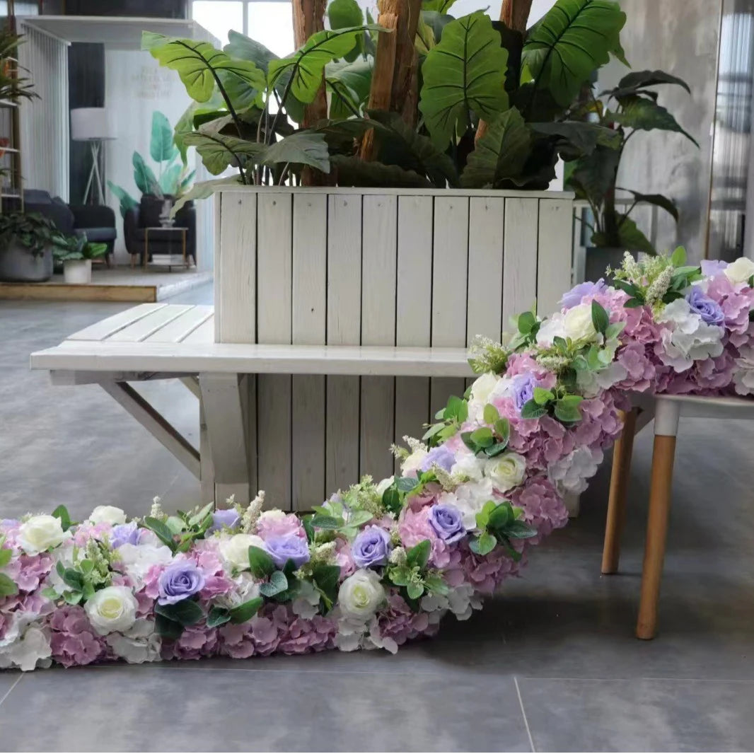 Custom Artificial Flowers Strips Arrangement Event Backdrop Arch Decor Wall Hanging Floral Row Table Sofa Runner Wedding Props