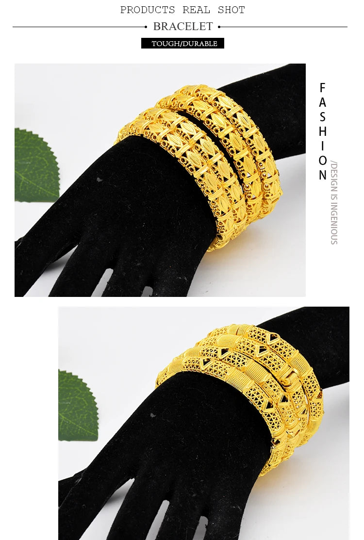 ANIID Luxury Dubai braccialetti Color oro per le donne braccialetti africani indiani placcati in oro 24 carati Charm Wedding gioielli arabi etiopi