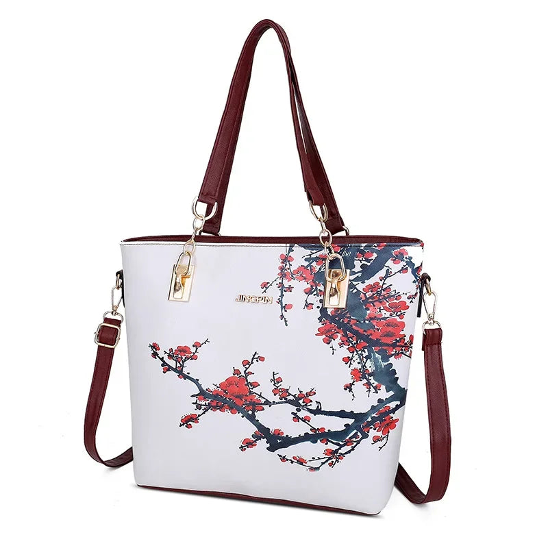 Borse a tracolla da donna con stampa floreale in stile cinese Set borsa composita pratica femminile Set da 6 pezzi marca di design Bolsa