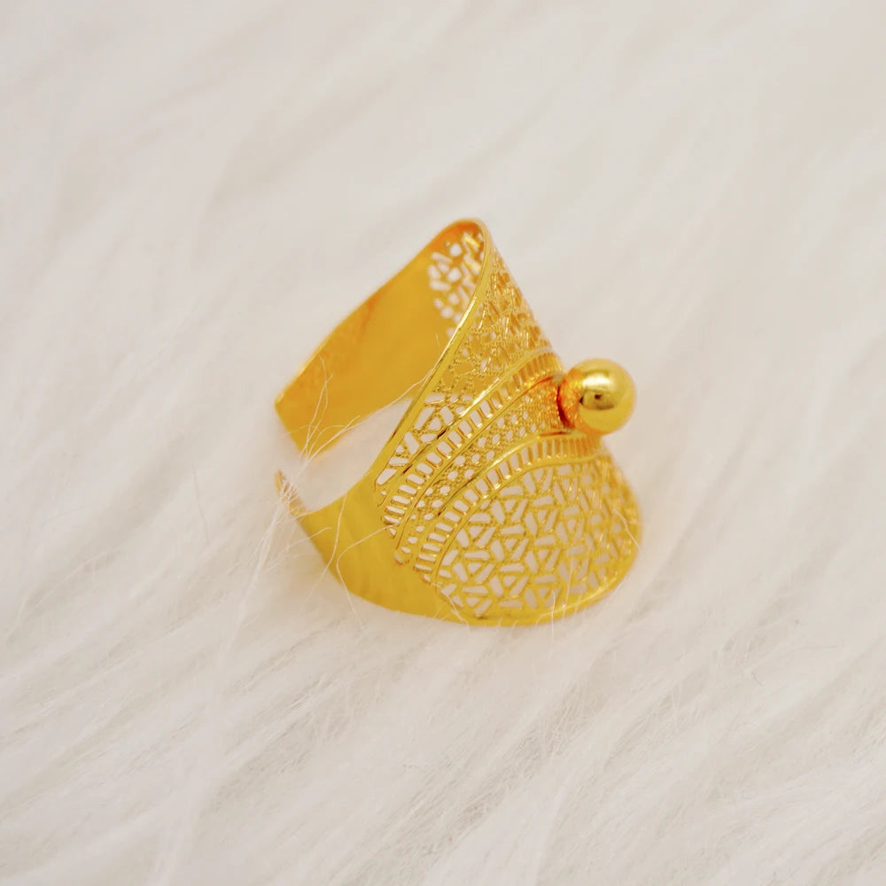 Bracciale color oro Dubai con anello per donna Bracciale con polsino a catena con ciondoli Bracciale indiano Arabo Francia Regali di gioielli da sposa