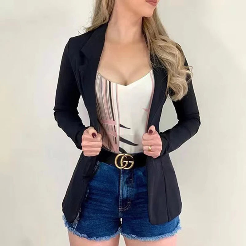 Blazer da donna 2024 Blazer formale da donna Set da lavoro per ufficio Giacca da tasca Cappotto Abbigliamento da donna ampio