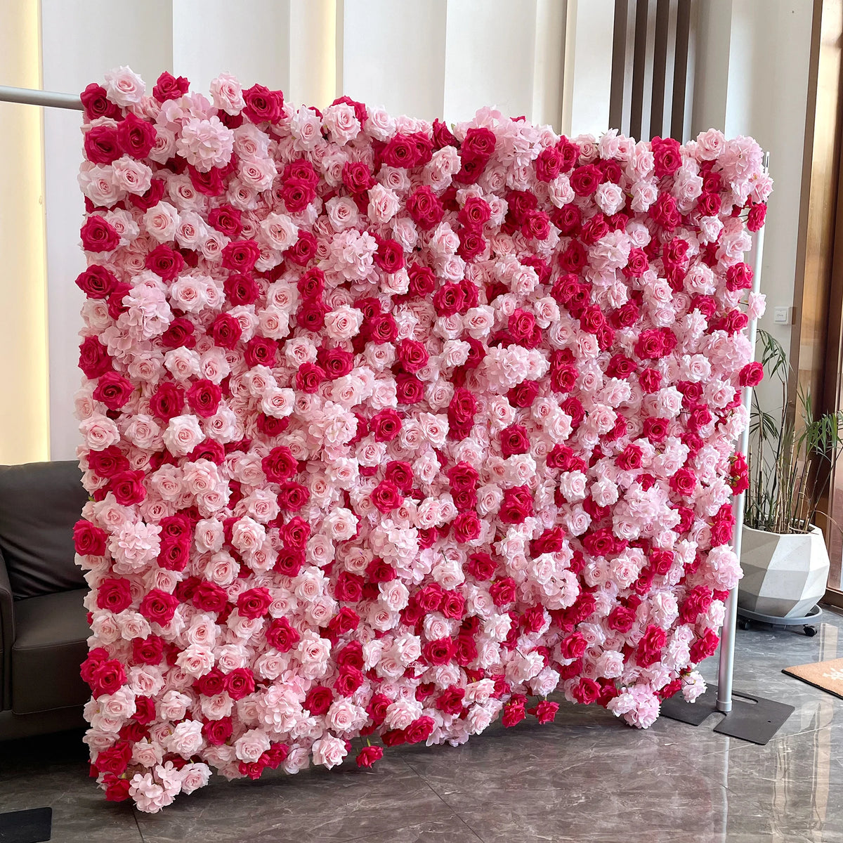 Creative Wedding Wall Decorative Wall Panels Pink Roses Rolled Up Flower Wall Background