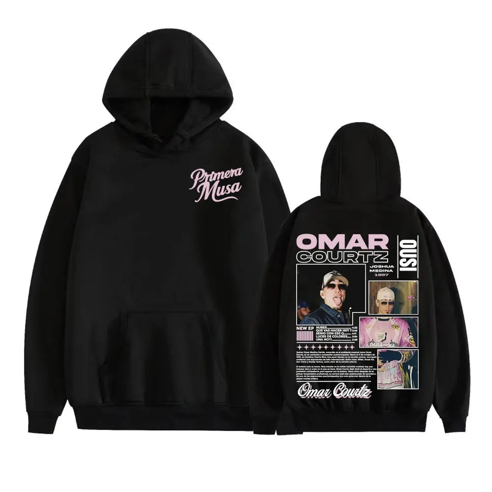 Omar Courtz Primera Musa Felpe con cappuccio grafiche Uomo Donna Abbigliamento Felpa moda Hip Hop Harajuku Felpa con cappuccio in pile casual Streetwear