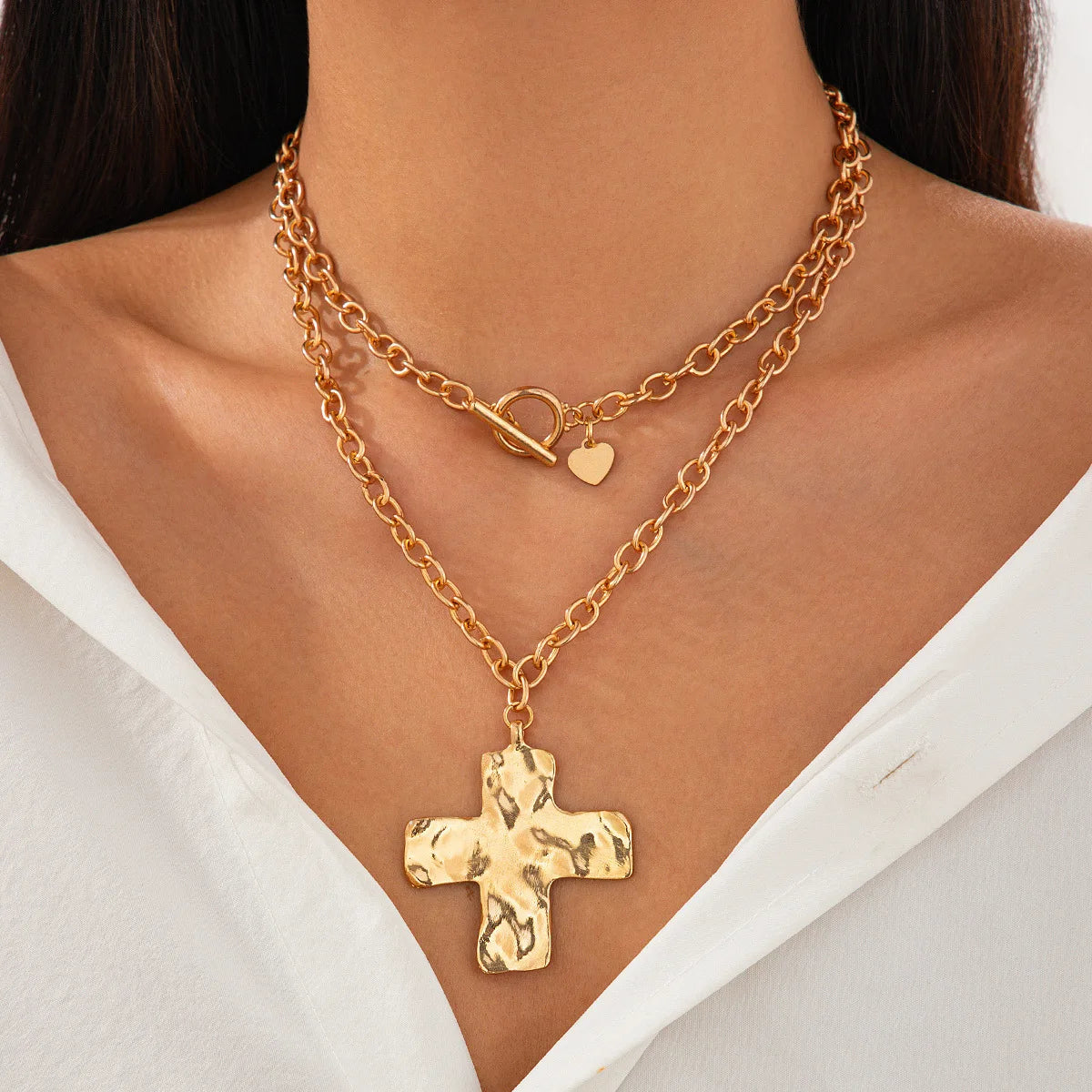 Collana Croce Oro Chunky