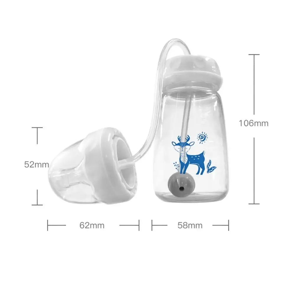 New 5oz/150ml Hands-Free Feeding Bottle Self-Feeding with Straw Brush Bottle Set Normal-Neck Gravity Ball Milk Storage Bottle