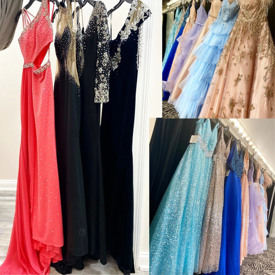 Abito da sera Amanda Fairytale Pearls con paillettes, scollo a V, spalline sottili, stile sirena, senza maniche, per concorsi di bellezza, Vestidos De Gala, personalizzabile