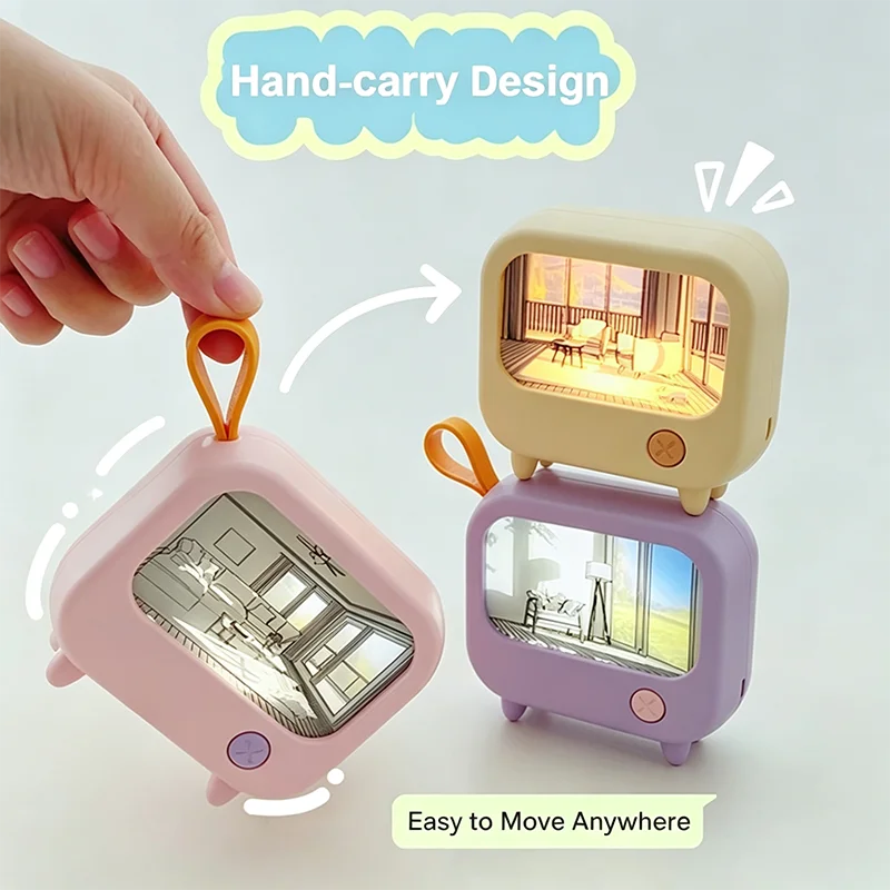 TV Painting Night Light Led Cute Child Learning Table Lamp Room Home Decoration Atmosphere Lighting Mini Desktop Birthday Gift
