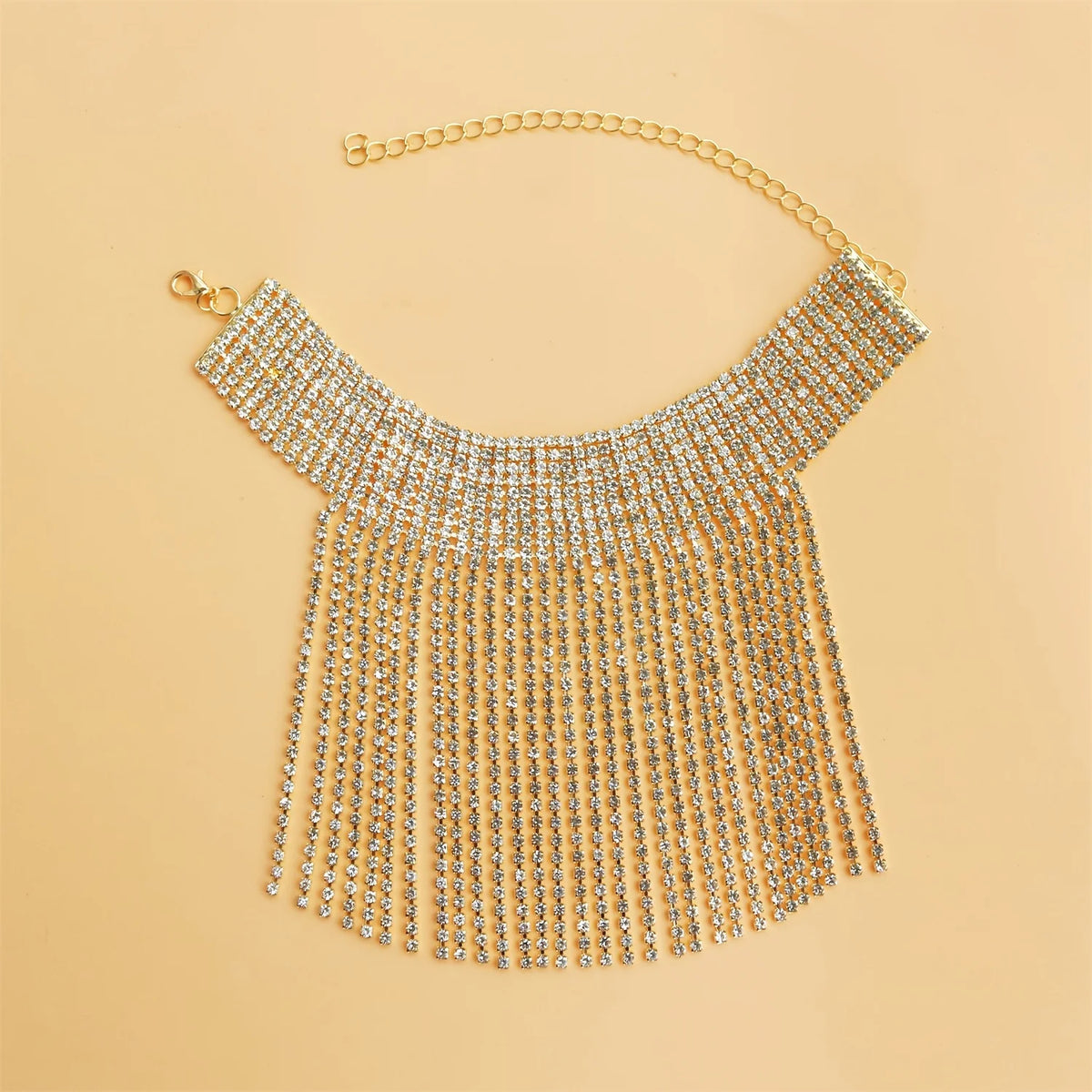 Elegante Catena per Caviglia con Strass Luccicanti e Nappine, Regolabile, Gioiello Sexy da Discoteca per Donne, Regalo per le Gambe