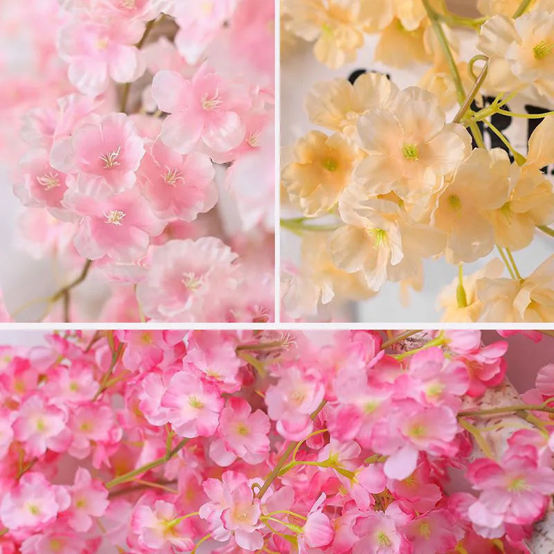 Guirnalda de flores artificiales de sakura rosa, guirnalda de flores de cerezo, decoración de arco de jardín, guirnalda de flores falsas para decoración de bodas, fiestas en casa