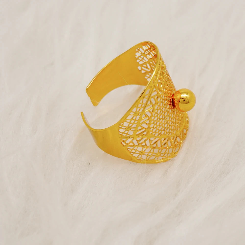 Bracciale color oro Dubai con anello per donna Bracciale con polsino a catena con ciondoli Bracciale indiano Arabo Francia Regali di gioielli da sposa
