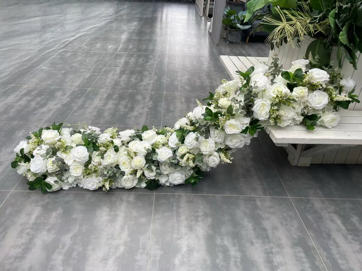 Custom Artificial Flowers Strips Arrangement Event Backdrop Arch Decor Wall Hanging Floral Row Table Sofa Runner Wedding Props