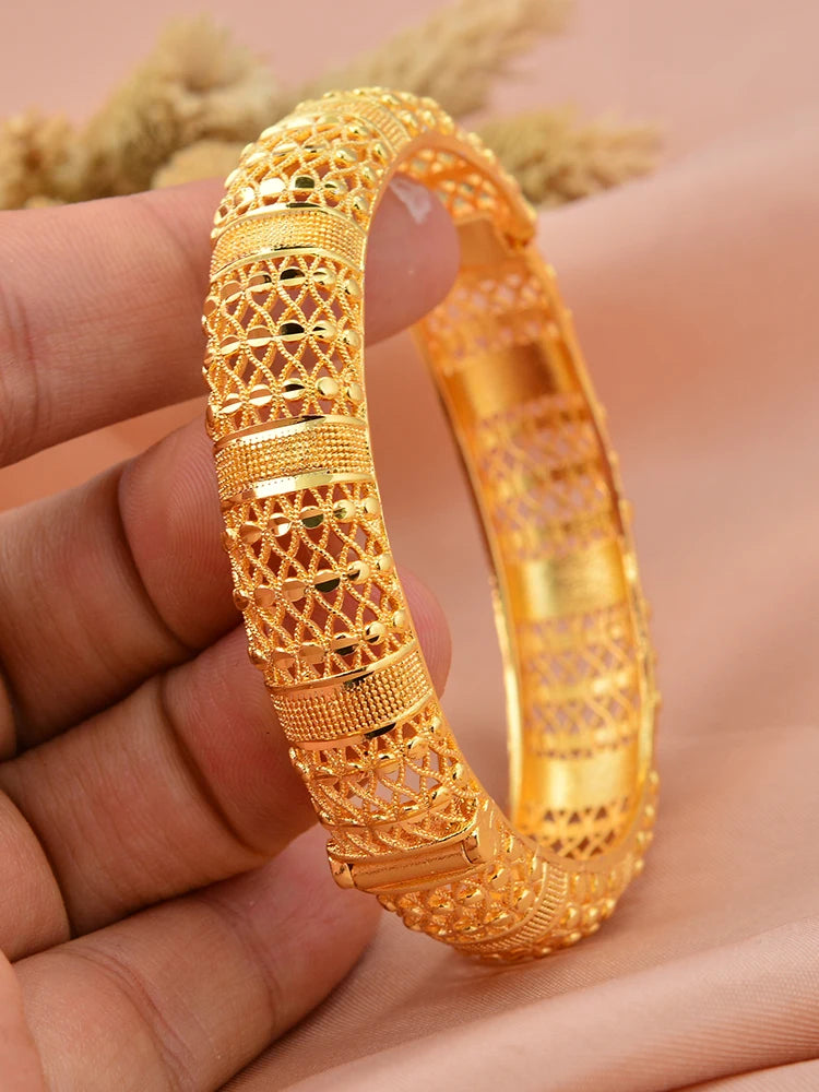 Bracciali color oro di Dubai per donne, bracciale etiope da sposa di Dubai, bracciale africano, gioielli arabi, bracciale con ciondoli dorati