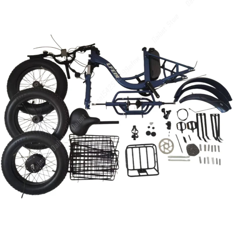 Triciclo eléctrico para adultos 3 ruedas 500W 48V Fat Tire Bicicleta eléctrica de carga para damas Batería extraíble impermeable y antirrobo