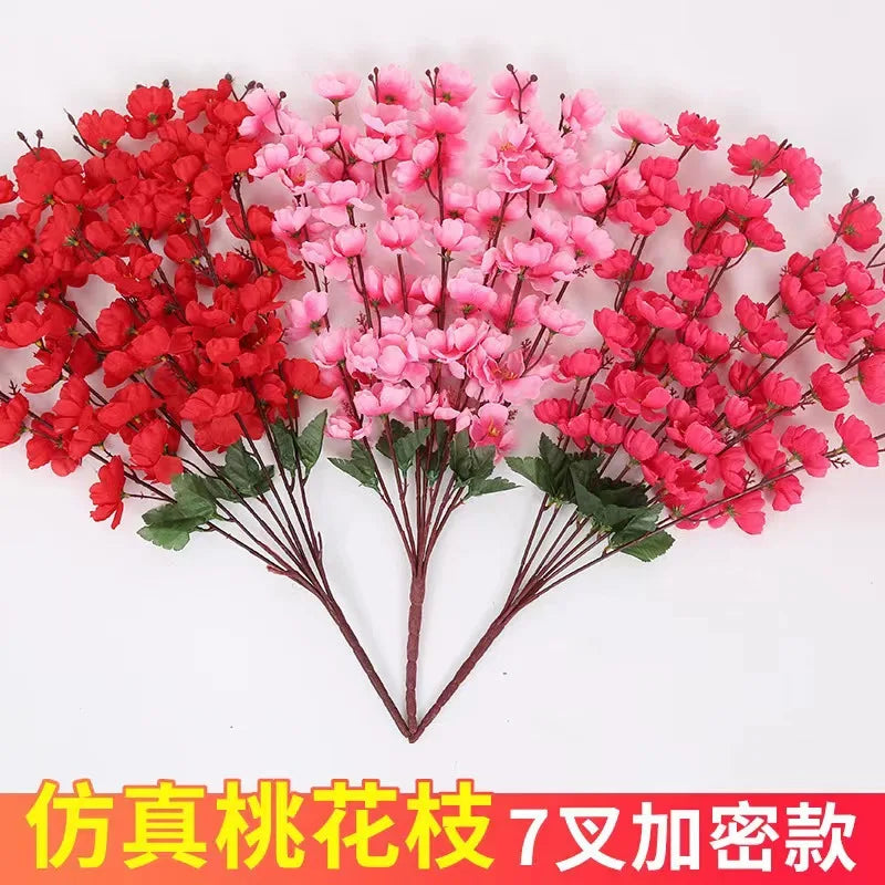 Adornos de melocotón artificiales para sala de estar, decoración de paisajismo de árbol falso de 65 cm, decoración de festival de flores falsas flexibles