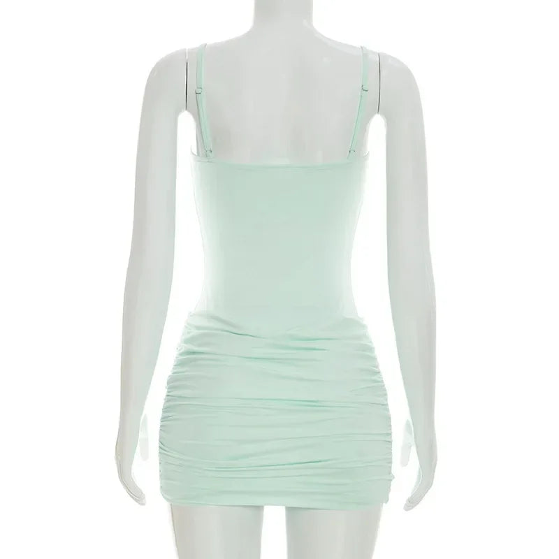 Mini Abito Sexy in Rete Trasparente da Donna, Outfit da Festa Y2K, Vestito Aderente Senza Maniche con Scollo Tondo per l'Autunno, Regalo per le Vacanze