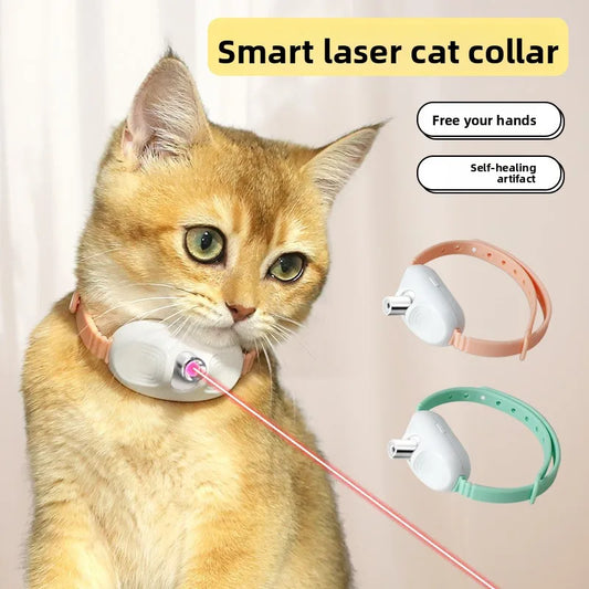 Adjustable Laser Cat Collar Interactive Toy Hands-Free Eye-Safe Red Light for Indoor Cats Dog Automatic Self-Play Toy