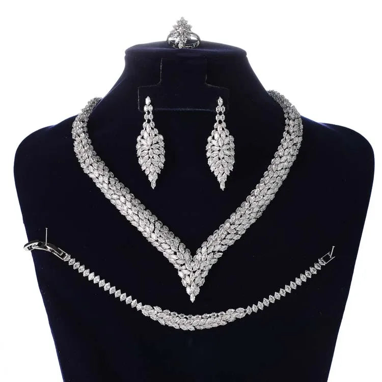 HADIYANA Set di gioielli donna lussuoso abito elegante accessori per gioielli BN8786 ornamento da sposa di lusso con zirconi cubici