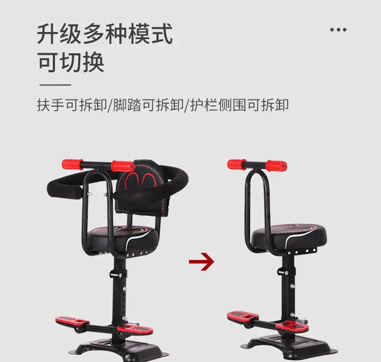 Electric Scooter Child Seat Adjustable Shock Seat Electric Vehicle Child Seat with Seat Belts Armrest and Foot Pedal Detachable