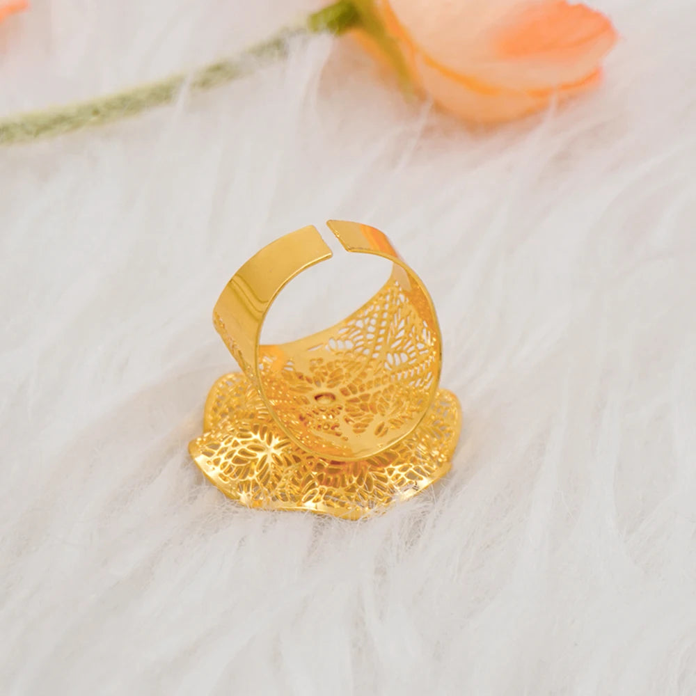 Bracciale color oro Dubai con anello per donna Bracciale con polsino a catena con ciondoli Bracciale indiano Arabo Francia Regali di gioielli da sposa