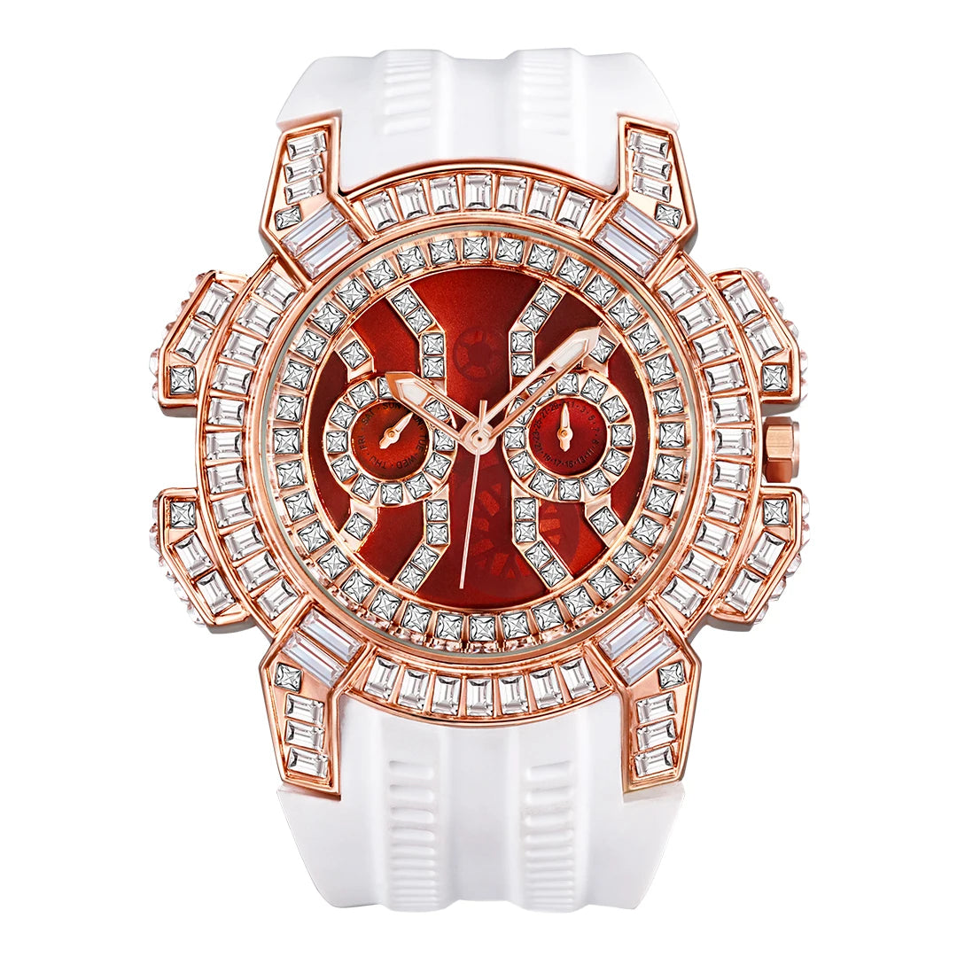 Orologio di Lusso con Diamanti per Uomo, Quadrante Grande Rosso con Strass, Orologi Unisex, Dropshipping