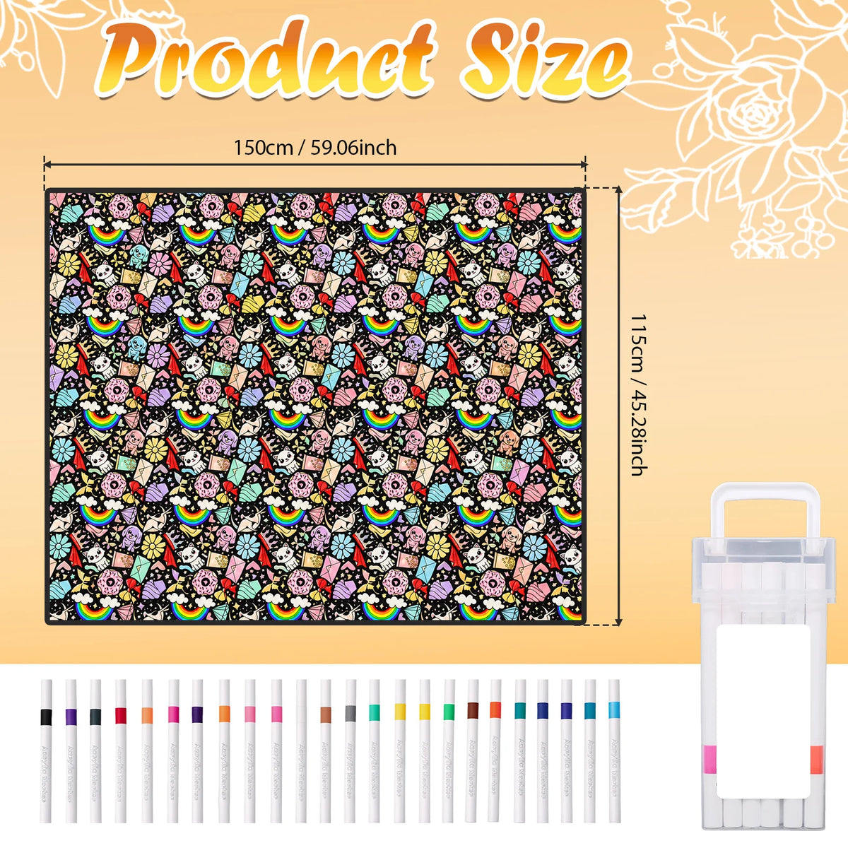 DIY Coloring Blanket Washable Reusable Fleece Throw Color Your Own Blanket Set with 24 Markers Kids Arts Crafts Gift