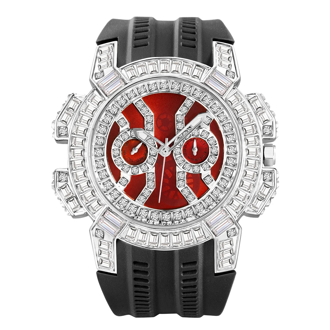 Orologio di Lusso con Diamanti per Uomo, Quadrante Grande Rosso con Strass, Orologi Unisex, Dropshipping