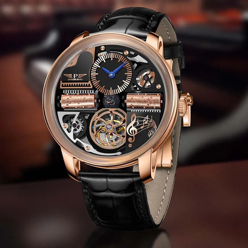 PINDU Design Nuovo Orologio Meccanico di Lusso da Uomo in Acciaio Inossidabile con Vetro Zaffiro Movimento M2791B Impermeabile 50M Automatico