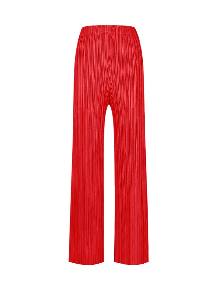 Pantaloni a vita alta a pieghe dritti larghi classici di design Miyake eleganti casual da donna primavera estate autunno disponibili