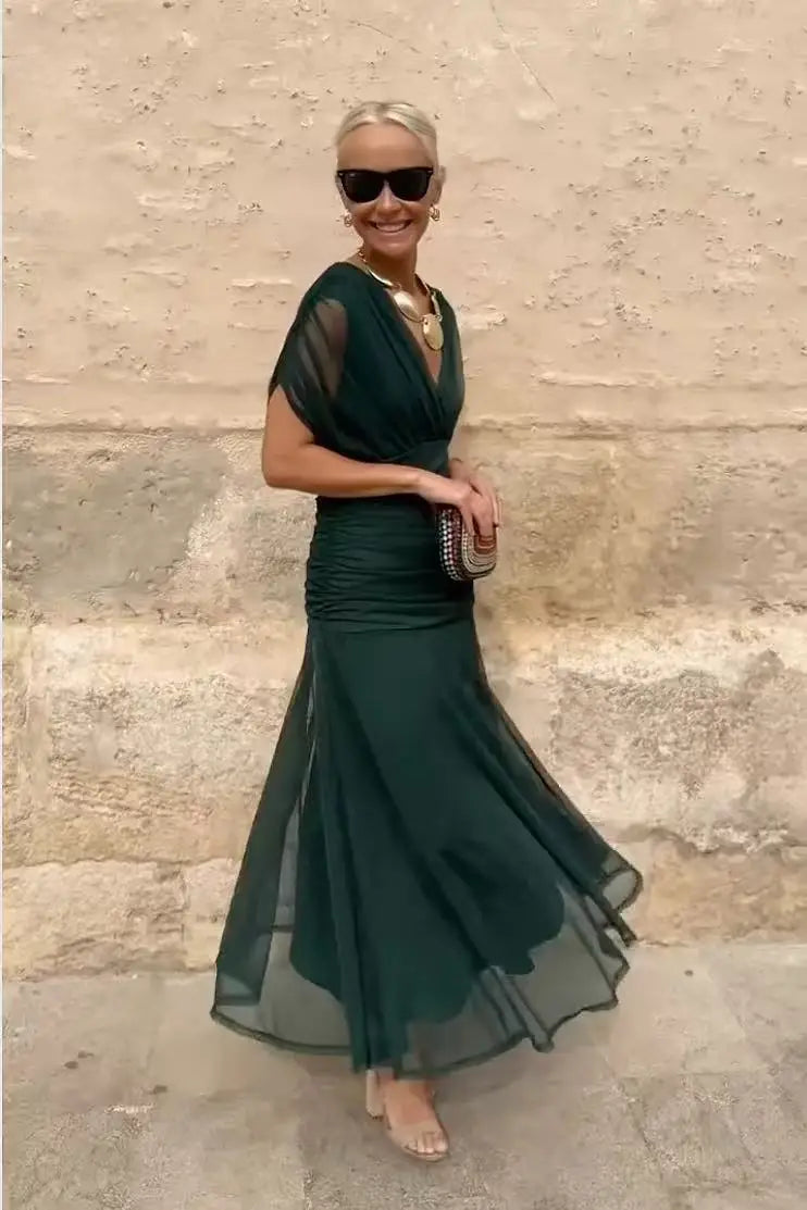 Abito Midi Estivo da Donna con Stampa in Rete e Spalline Sottili, Casual per Feste, Taglie EU e US