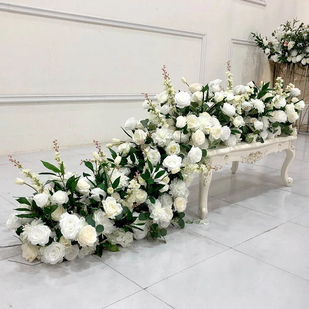 5D Luxury Artificial Flowers Wedding Decoration Table Long Runner Flower Row Floral Backdrop Arrangement Wall Arch Decor Props
