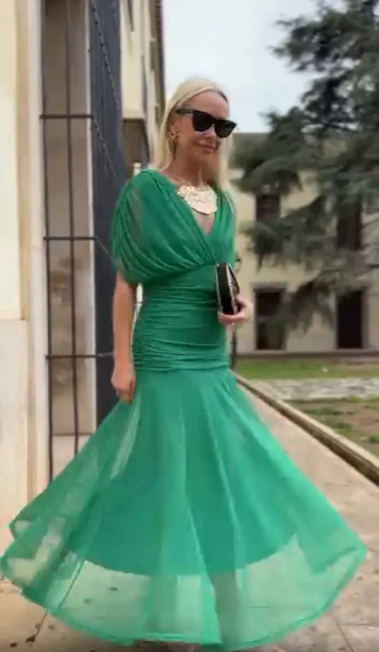 Abito Midi Estivo da Donna con Stampa in Rete e Spalline Sottili, Casual per Feste, Taglie EU e US