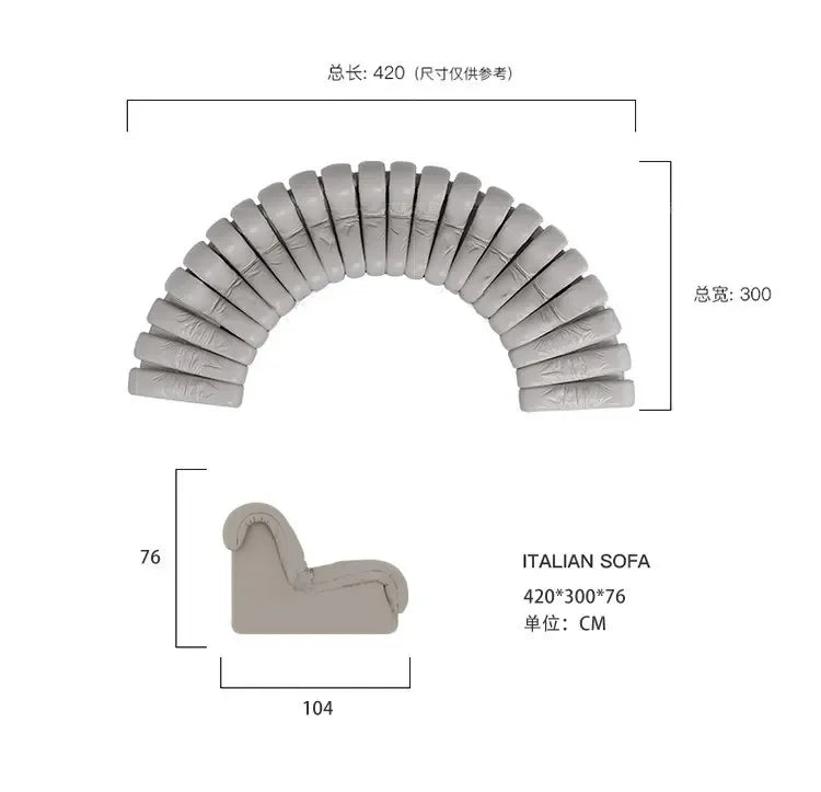 Modern simple snake sofa Italian curved leather sofa minimalist large apartment