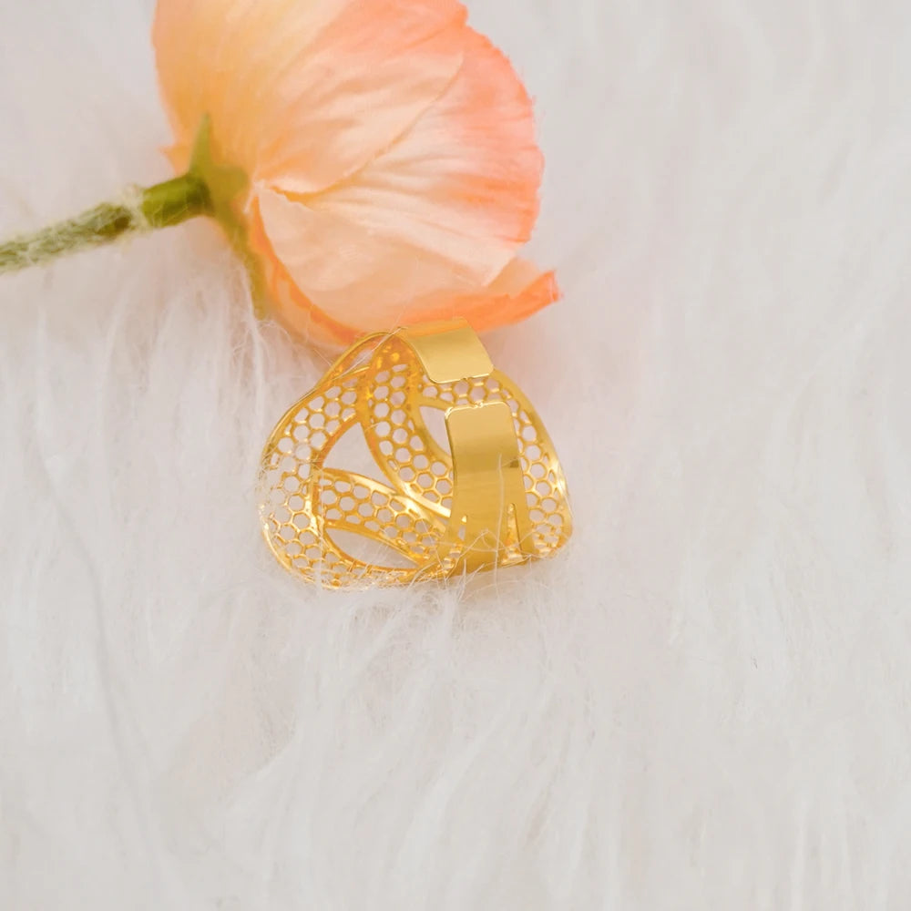 Bracciale color oro Dubai con anello per donna Bracciale con polsino a catena con ciondoli Bracciale indiano Arabo Francia Regali di gioielli da sposa