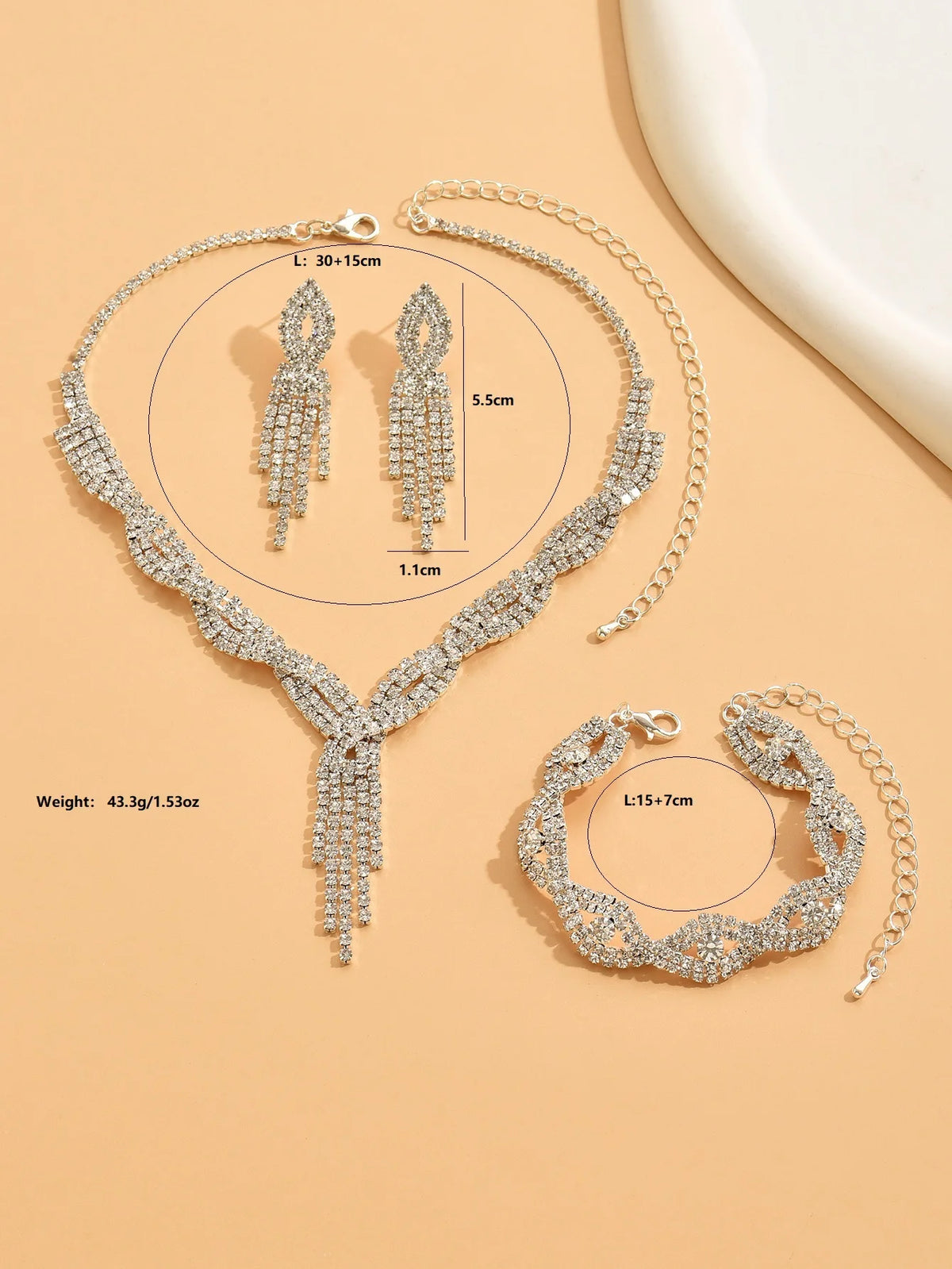 4 pezzi moda donna rame artiglio catena cava nappa collana orecchini braccialetto set di gioielli banchetto di nozze festa festival regalo