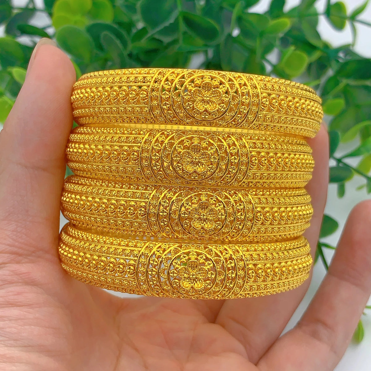 Bracciali e braccialetti di lusso placcati in oro di Dubai per donne, gioielli africani, etiopi, indiani, arabi, con ciondoli, per matrimoni e feste.