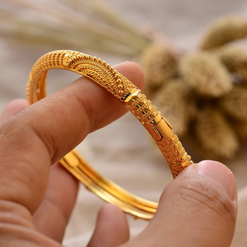 Bracciali Placcati Oro in Stile Dubai per Donne, Gioielli di Lusso per Matrimoni Arabi