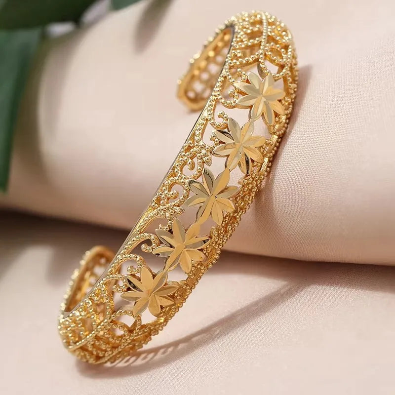 Bracciali color oro di Dubai per donne, bracciale etiope da sposa di Dubai, bracciale africano, gioielli arabi, bracciale con ciondoli dorati