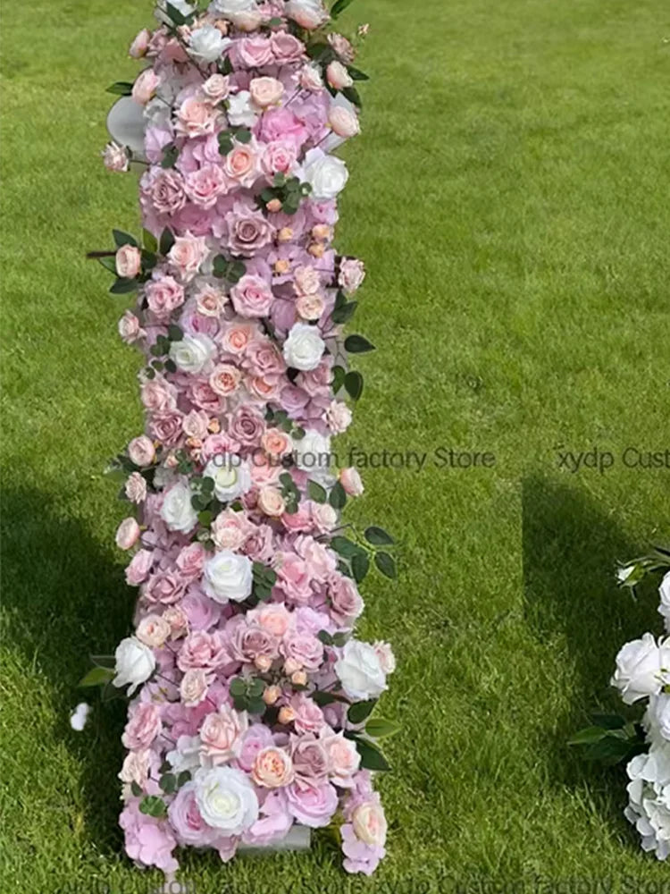 5D Luxury Artificial Flowers Wedding Decoration Table Long Runner Flower Row Floral Backdrop Arrangement Wall Arch Decor Props