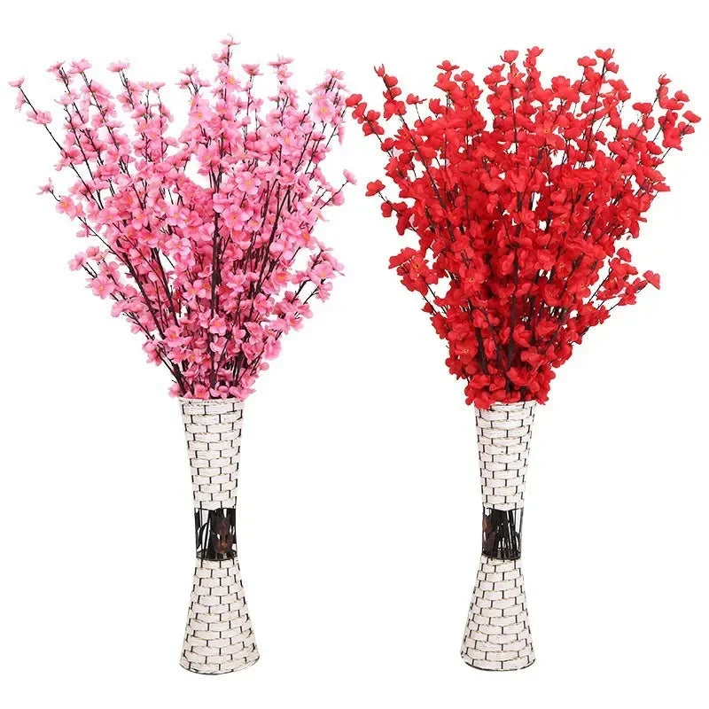 Adornos de melocotón artificiales para sala de estar, decoración de paisajismo de árbol falso de 65 cm, decoración de festival de flores falsas flexibles