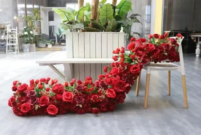 Custom Artificial Flowers Strips Arrangement Event Backdrop Arch Decor Wall Hanging Floral Row Table Sofa Runner Wedding Props