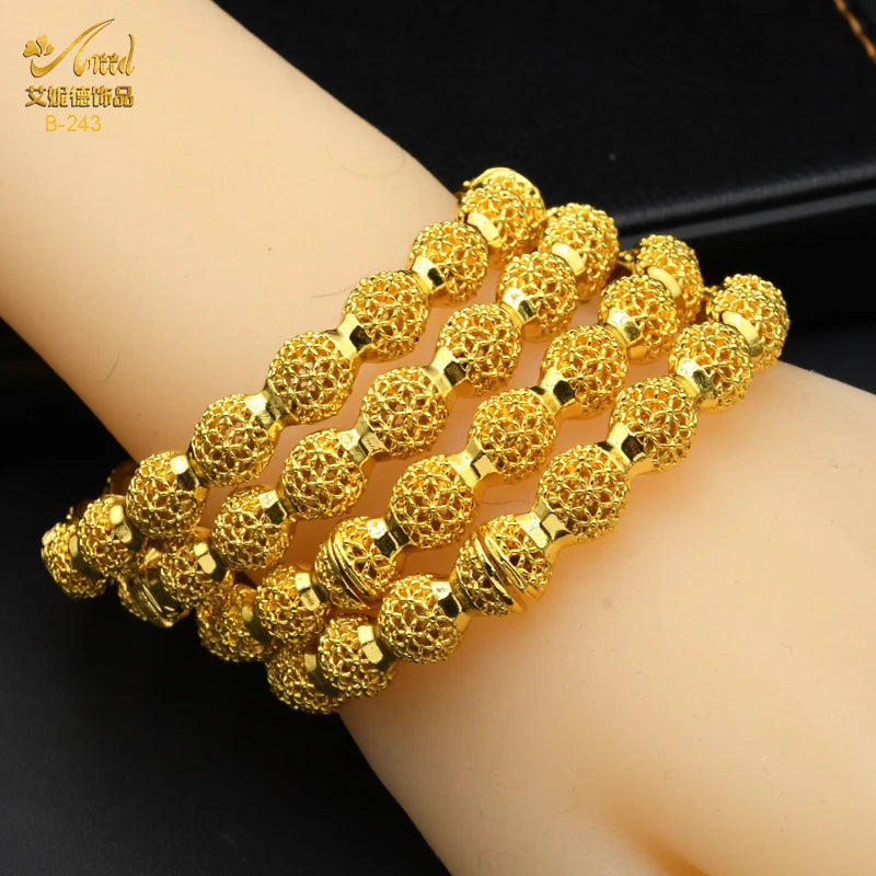 Braccialetti donna africana Dubai Color oro 24k bracciale gioielli indiani per le donne braccialetti arabi con ciondoli da sposa marchio di lusso