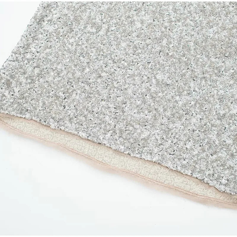 Elegante Abito con Paillettes da Donna Primavera Estate 2026, Vestito Senza Maniche con Scollo a Barca, Abito da Festa Scintillante, Dolce Abito da Ufficio Argento