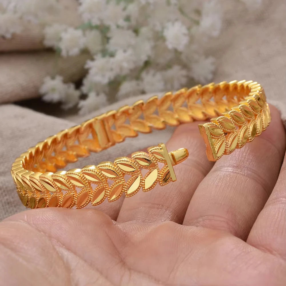 Bracciali color oro di Dubai per donne, bracciale etiope da sposa di Dubai, bracciale africano, gioielli arabi, bracciale con ciondoli dorati