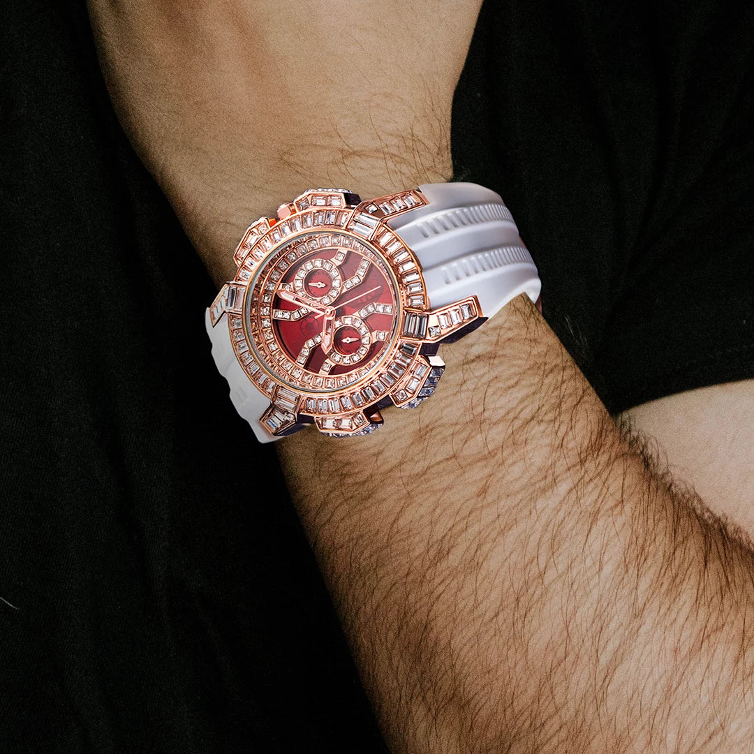 MISSFOX Nuovo Orologio Al Quarzo Rosso Per Gli Uomini di Lusso Hip Hop Streetwear Orologio Impermeabile Orologi Con Diamanti Orologi Da Polso Da Uomo Al Quarzo AAA